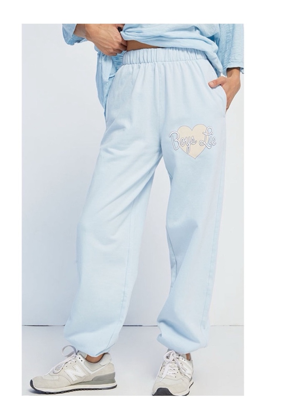 Boys Lie Light Blue Sweatpants with Heart Logo